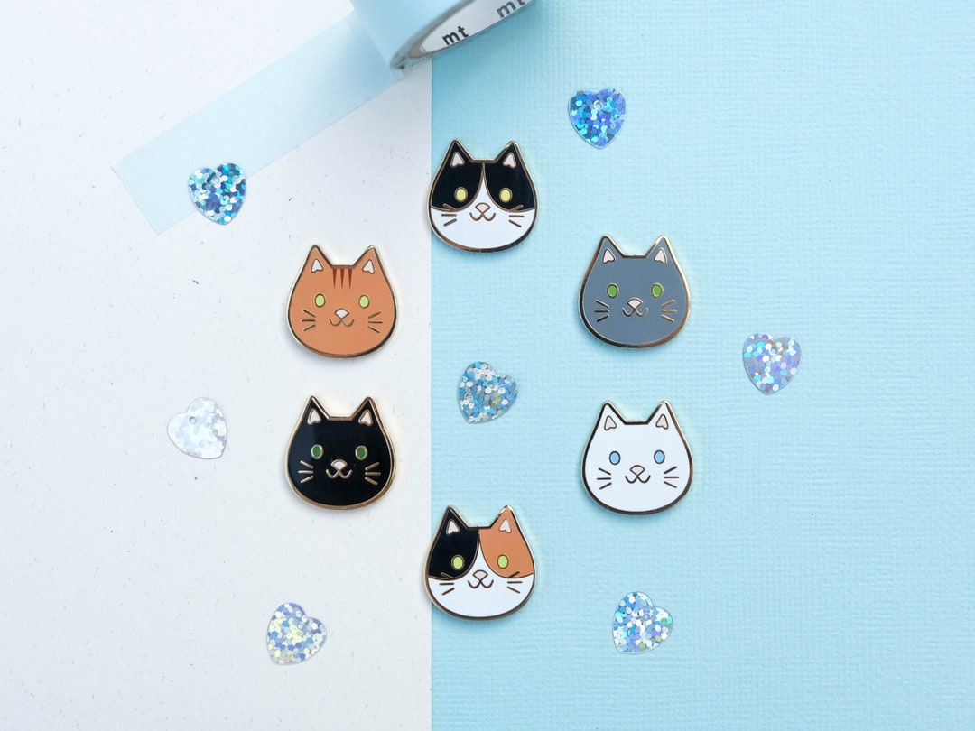 Zodiac Astrology Capricorn Fluffy Tuxedo Cat Glitter Hard Enamel Pin