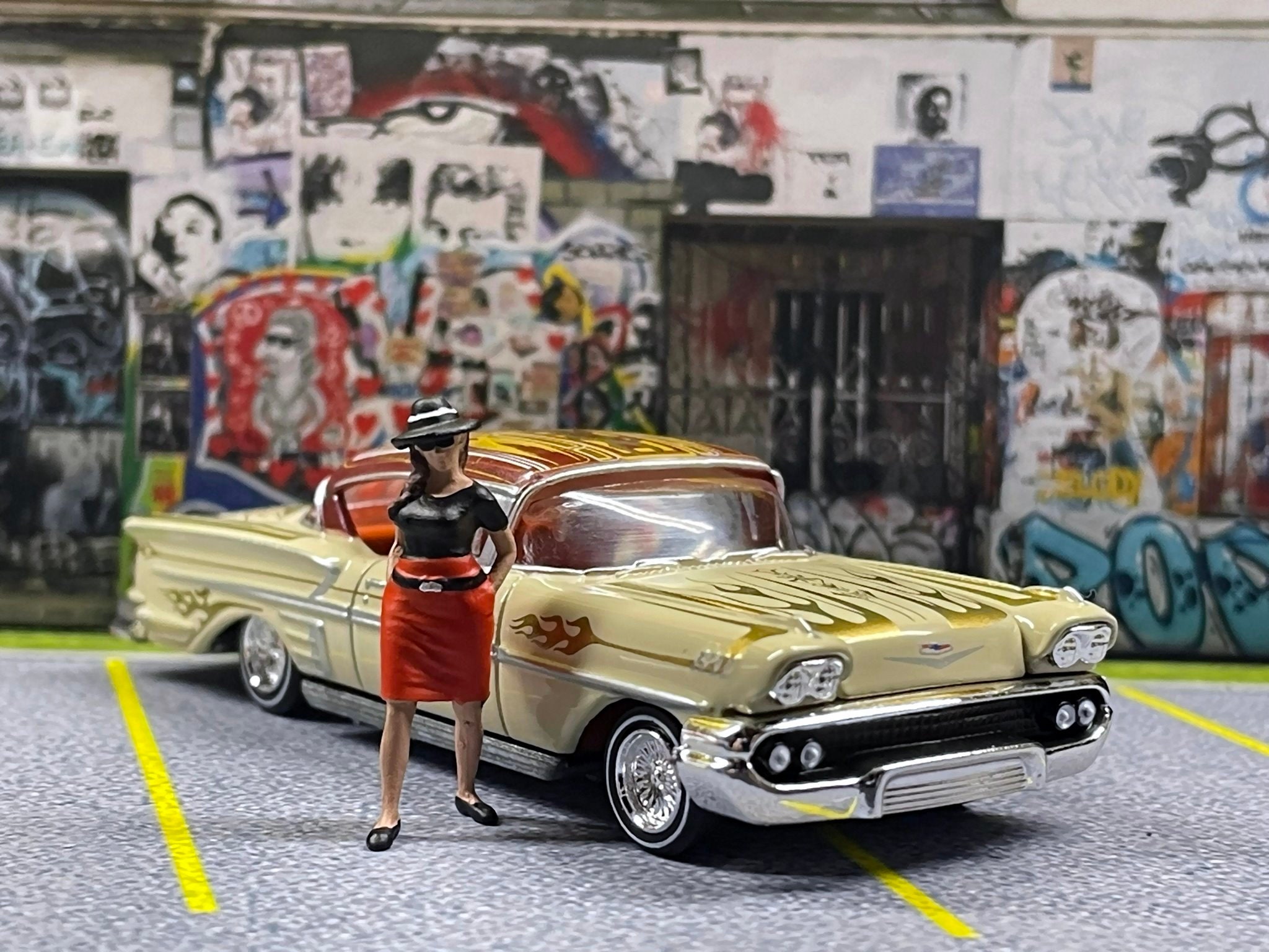1-64 Scale / S-scale 1958 Chevy Impala Lowrider With Chola