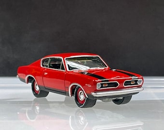 1-64 Scale / S-Scale 1969 Plymouth Barracuda in Orange Paint - Great For Dioramas & Diecast Photography (JL)