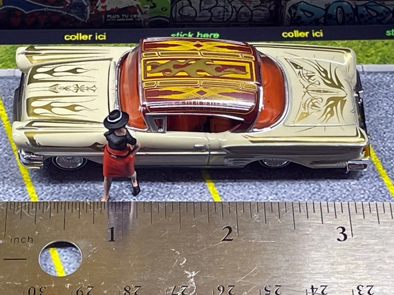 1-64 Scale / S-scale 1958 Chevy Impala Lowrider With Chola 1-64 Scale / S-scale 1958 Chevy Impala Lowrider With Chola