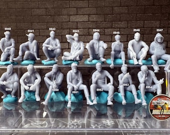 Double G 1:64 Miniature Human Figures - Unpainted - great for Dioramas - Made in the USA LOT 747 Miniature 1.10 Seated Figures