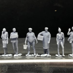 1:64 Scale Miniature People - Resin / unpainted - great for Dioramas - Made in the USA GROUP 48 - Miniature Figures