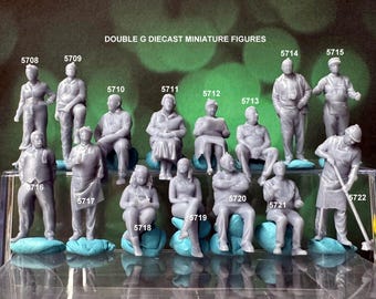 Figuras humanas en miniatura Double G 1:64 - Sin pintar - ideales para dioramas - Fabricadas en EE. UU. LOTE 725 Miniatura 1.10 Personas varias