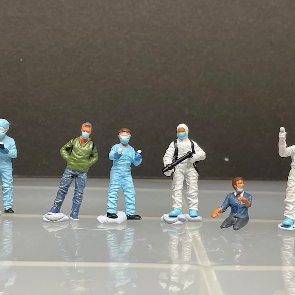 1:64 Miniature Human Figures - Diecast Metal - great for Dioramas / Hot Wheels -Hazmat Crew SET - Miniature Figures