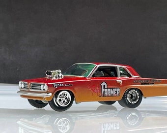 1-64 Scale / S-Scale 1963 Pontiac Tempest Custom Orange and Gold Metallic - Great For Dioramas & Diecast Photography (JL)