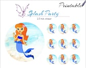 Mermaid Stickers, Mermaid Party Decorations, Printable Mermaid Party Stickers, Birthday Party Favors