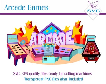 Arcade Games Clipart, Wack-A-mole game SVG, Pin Ball Vector Clipart, EPS file, Retro Games clip art ,Vector art, Cutting machine file