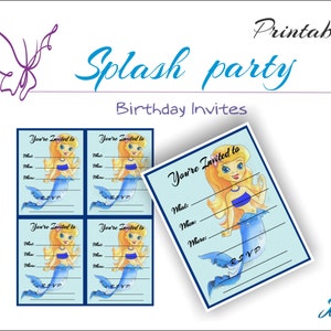 Mermaid Birthday Invitations, Under The Sea Party Invitations, Little Mermaid Party, Printable Invitation Templates