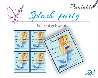 Mermaid Birthday Invitations, Under The Sea Party Invitations, Little Mermaid Party, Printable Invitation Templates