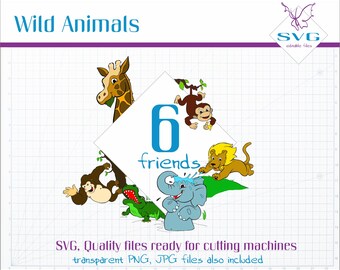 Wild Animals SVG Clipart, Vector Clip Art, African Animals SVG file, Animals Cut File, Vector Art, Cartoon Wild Animals Cutting Machine File