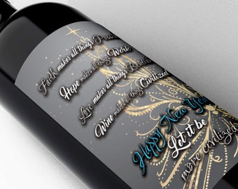 Happy New Year, Holiday wine label, Wine bottle label, Printable wine label, New Year Wine, Printable party labels, Celebration label