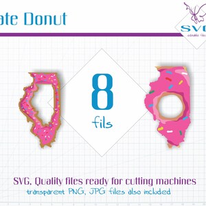 Pink Donuts Illinois State, staat gesneden bestand, Donut State Vector Art, staat SVG, USA State Cutting File, Donut Clipart, Cutting Machine File