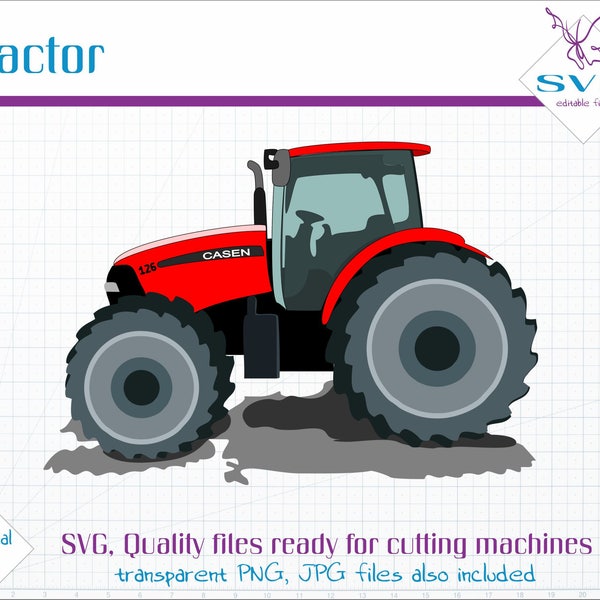 Imágenes prediseñadas SVG de tractor rojo, imágenes prediseñadas vectoriales, archivo SVG de camión moderno, archivo de corte de tractor, arte vectorial, imágenes prediseñadas de tractor rojo brillante