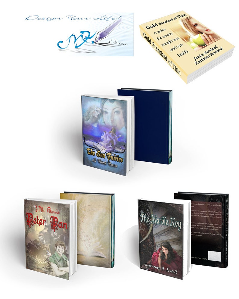 May include: A collection of book covers featuring various genres, including fantasy, fiction, and self-help. The covers feature colorful illustrations and text, such as "The Sea Fairies", "Peter Pan", "The Marble Key", and "Gold Standard of Thin".