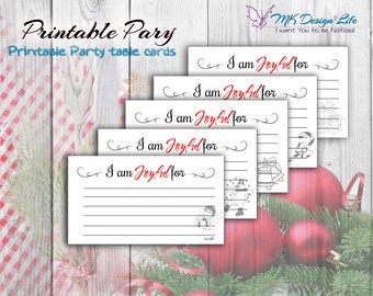 Thanksgiving table decor, Printable Christmas cards, Holiday dinner note cards, Christmas dinner placement cards, Set of 10 place cards