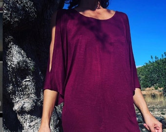 Artemide oversized t-shirt, open sleeves, made in eco-friendly sustainable bamboo