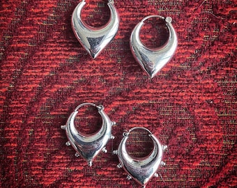 silver gypsy point hoops, plain or with studs