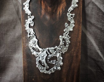 Abstract long necklace, big necklace, décolleté necklace, artpiece, artwork, art necklace, boho, urban, minimal, vernissage, steampunk