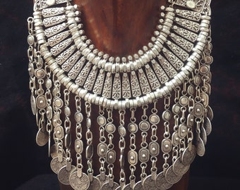 cleopatra long pendants coin necklace, statement décolleté necklace, ottoman turkish tribal, ethnic, boho, hippychic, gypsy, bellydance