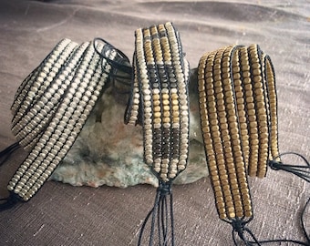 brass and silver plated belt, little round beads knitted, square, free size