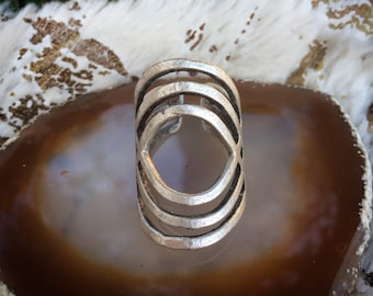 Geometric Eye ring, silver plated