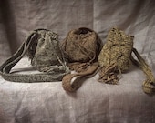 melange mini wayuu mochila bag, brown tone, cream tone, one of a kind, knitted fine cotton, crochet with tassels