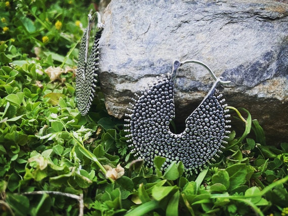Thousand Stars round hoops, brass and silver plates