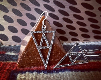 HowManyTriangles? silver earrings, geometric silver earrings