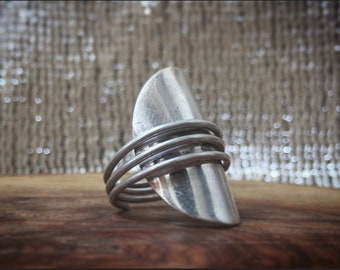 Saturn oval ring, wrapped oval ring, silver plated, also available in silver 925