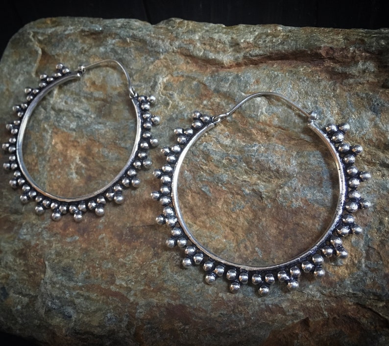 Traditional Tribal Rajasthani Hoops Earrings Silver Plated Etsy