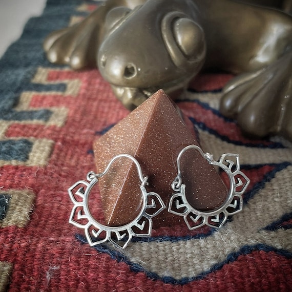 Lotus Flower small silver earrings