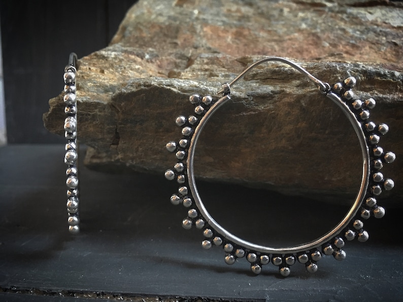 Traditional Tribal Rajasthani Hoops Earrings Silver Plated Etsy