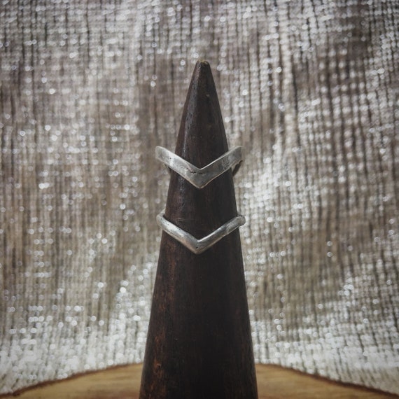 Double Pointy silver ring or midi ring