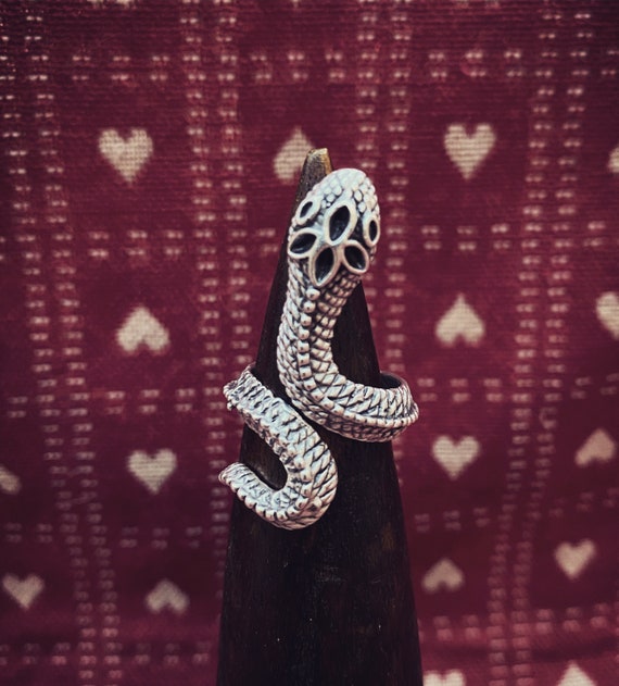 Kundalini Awakening ring, snake ring, cobra ring, wrap-around, adjustable, silver-plated