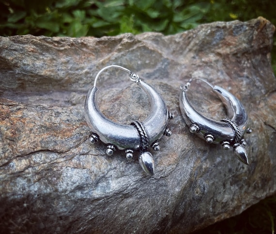 Gypsy Spiky Hoops, medium size, silver 925 or just silver plated