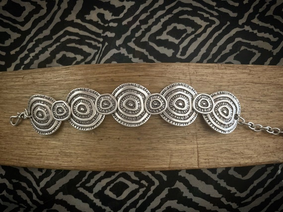 Inner Circles brutalist bracelet, silver plated