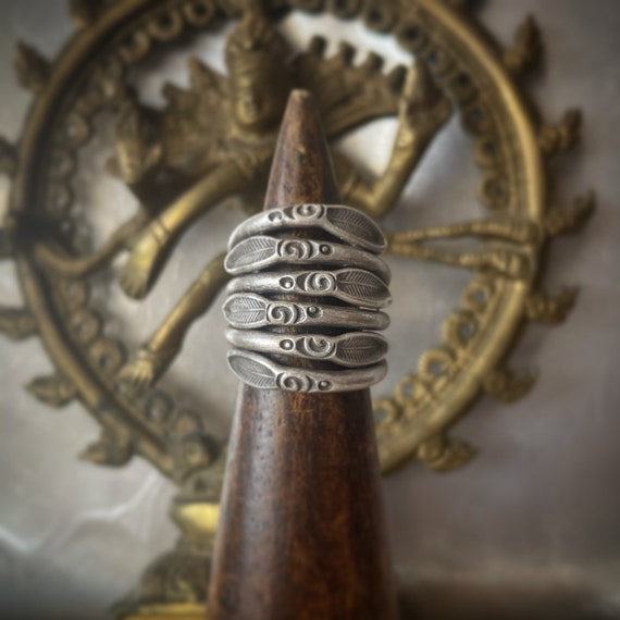 Shamanic Native Feathers massive powerful statement silver ring