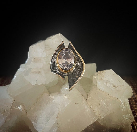 Butterfly Effect maxi adjustable sterling silver ring with big zircon