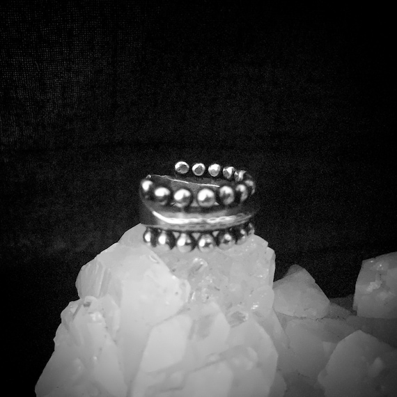 Industrial round studs sterling silver ring