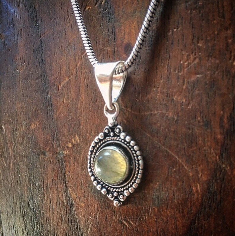 brass or silver plated Drop Tribal Gemstone Charm Pendant Necklace
