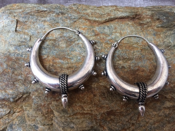 Small Beaded Spike Tribal Hoop Earrings Small Beaded Spike Tribal Hoop Earrings