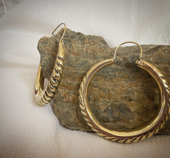 Baroque gypsie creole maxi brass hoops with scratches