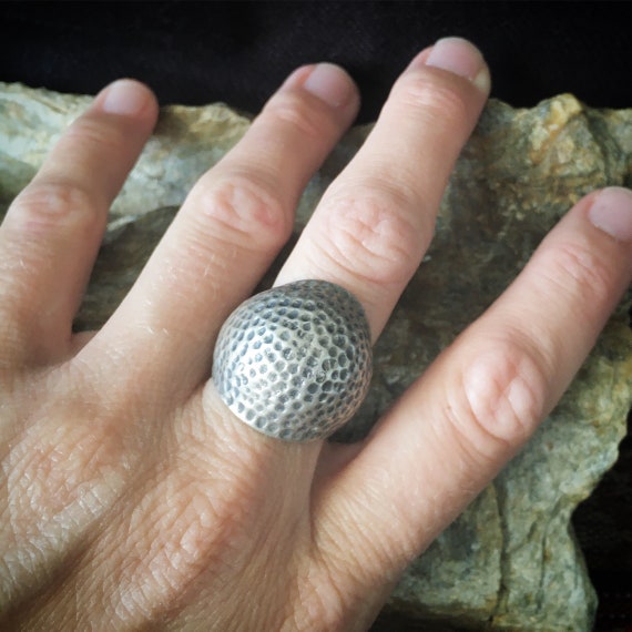 Sterling Silver Hammered Dome ring, size 56 and 57