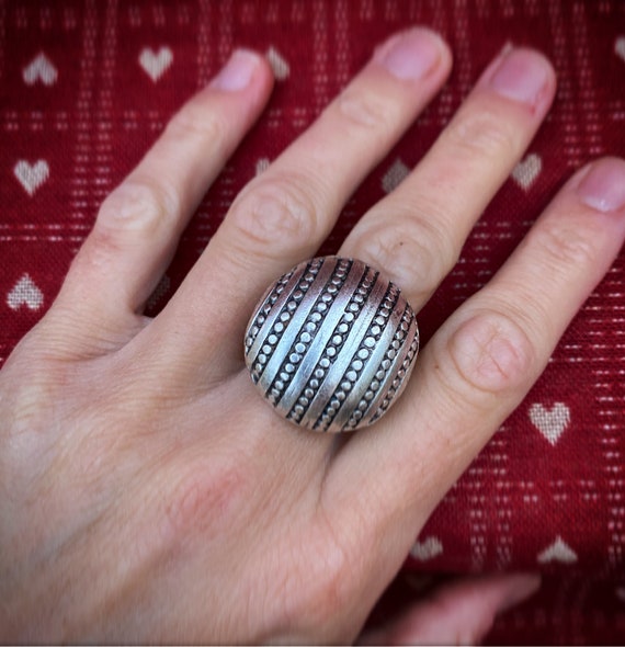 Amanita ring, adjustable, silver plated