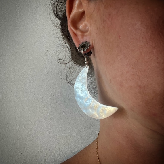 Half Moon pending earrings, silver plated