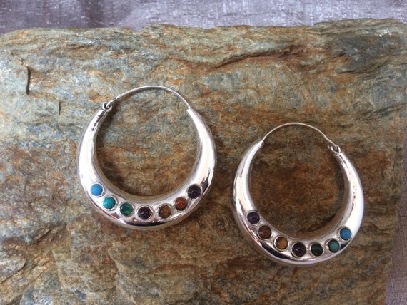 Chakra Stones hoops
