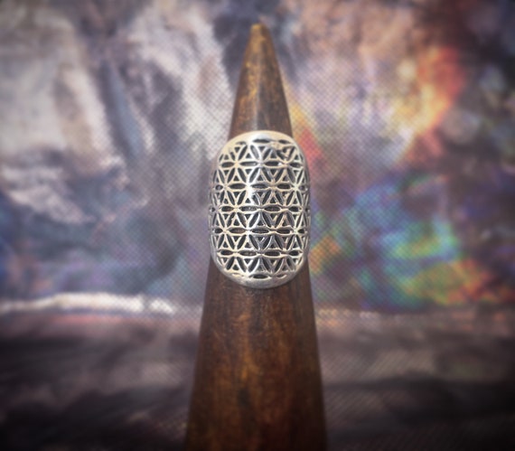 Flower Of Life Sterling Silver 925 domed ring
