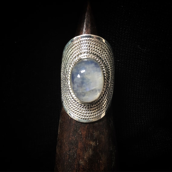 Moon Stone big statement silver ring
