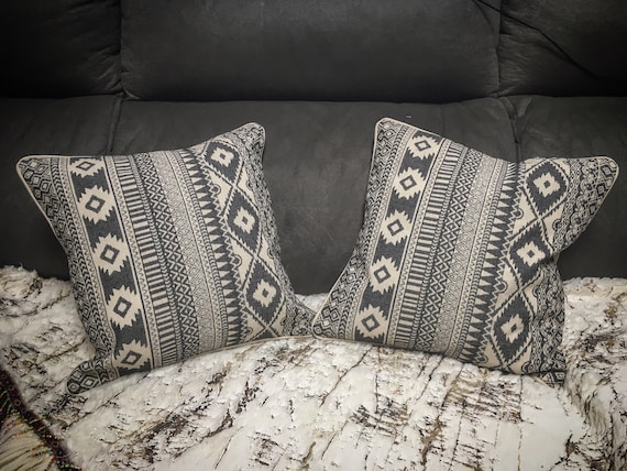 Grey Cream Geometric pillow