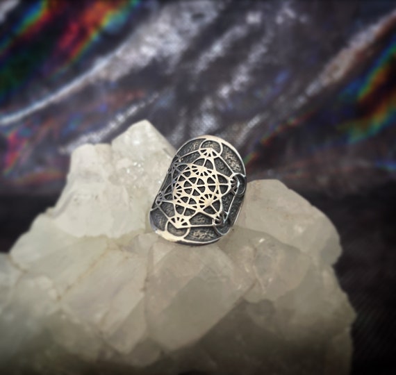 Merkaba sterling silver ring, six points star hexagon ring, sacred geometry jewelry